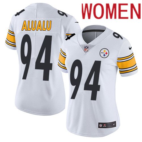 Women Pittsburgh Steelers #94 Tyson Alualu Nike White Vapor Limited NFL Jersey